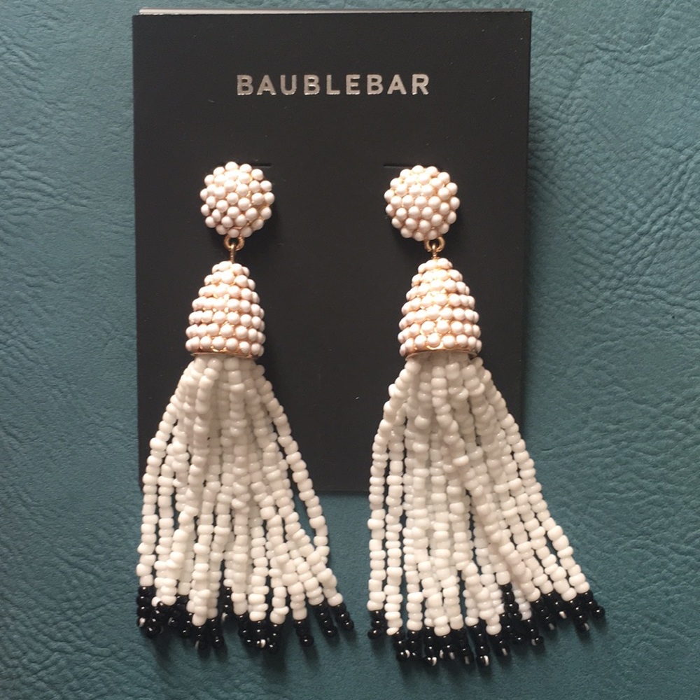 Baublebar black and White Tassel Earrings